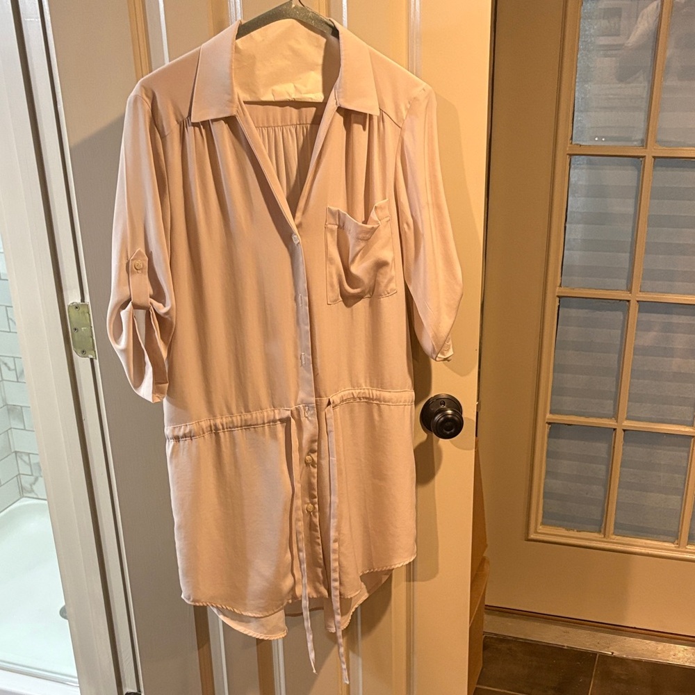 Glam Beige Shirt Dress